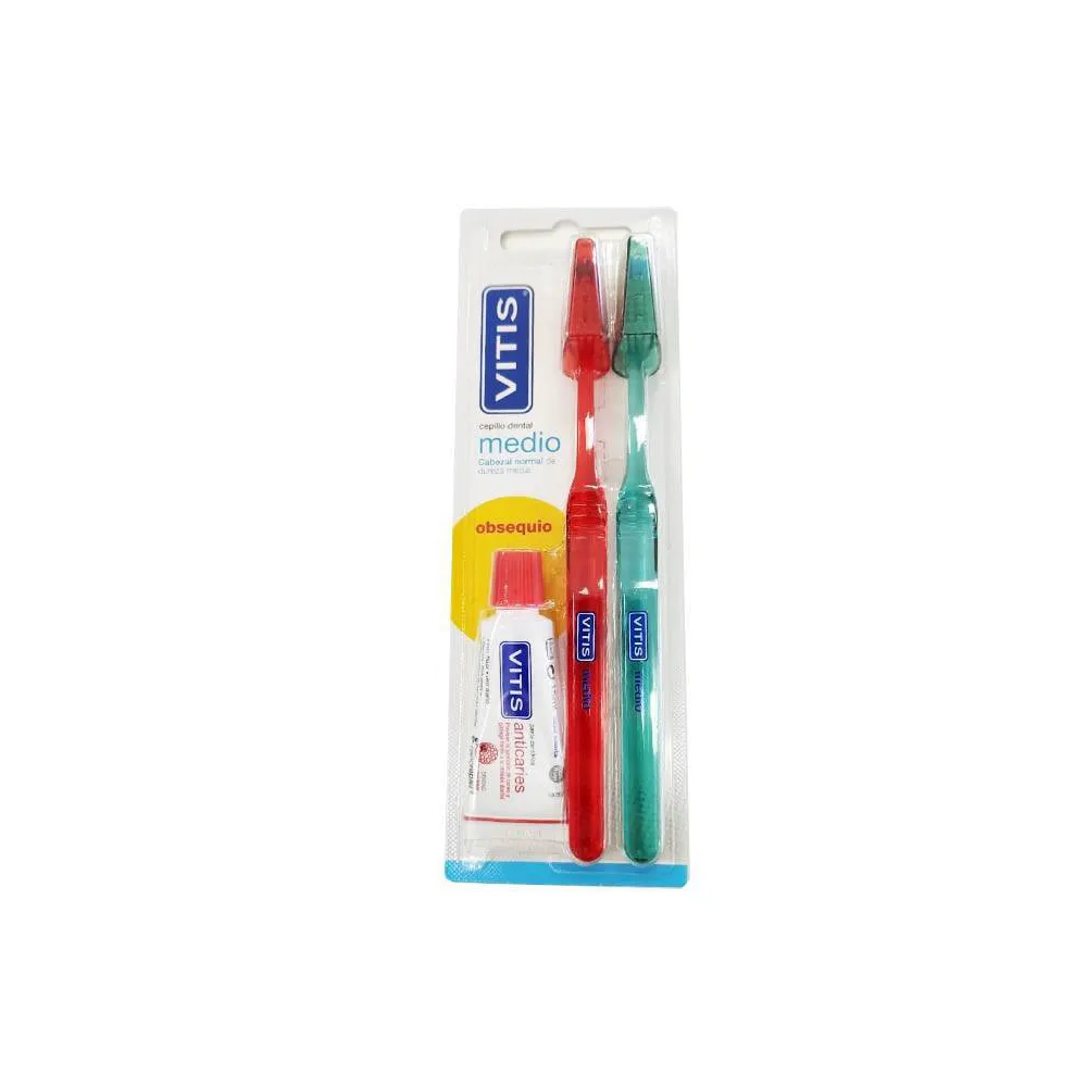 Vitis Cepillo Dental Medio Duplo + Pasta 15 Ml | Bonsanté