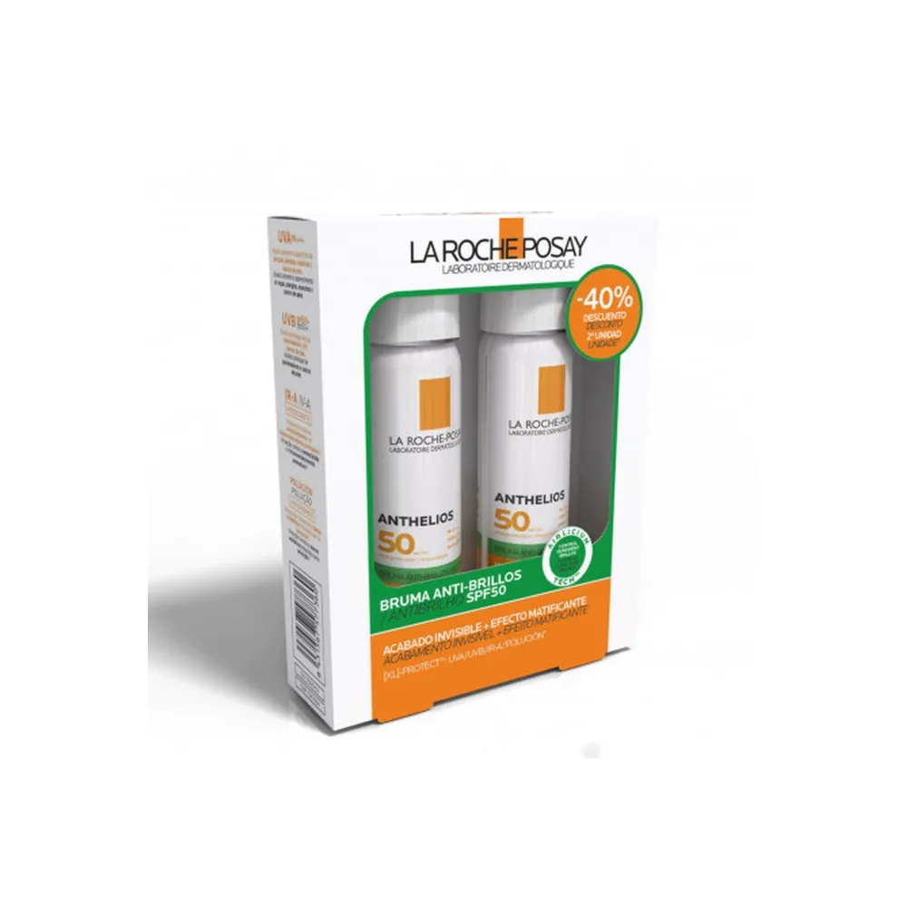 La Roche Posay Anthelios Duplo Bruma Facial Antibrillos SPF50+ 2x75ml | Bonsanté