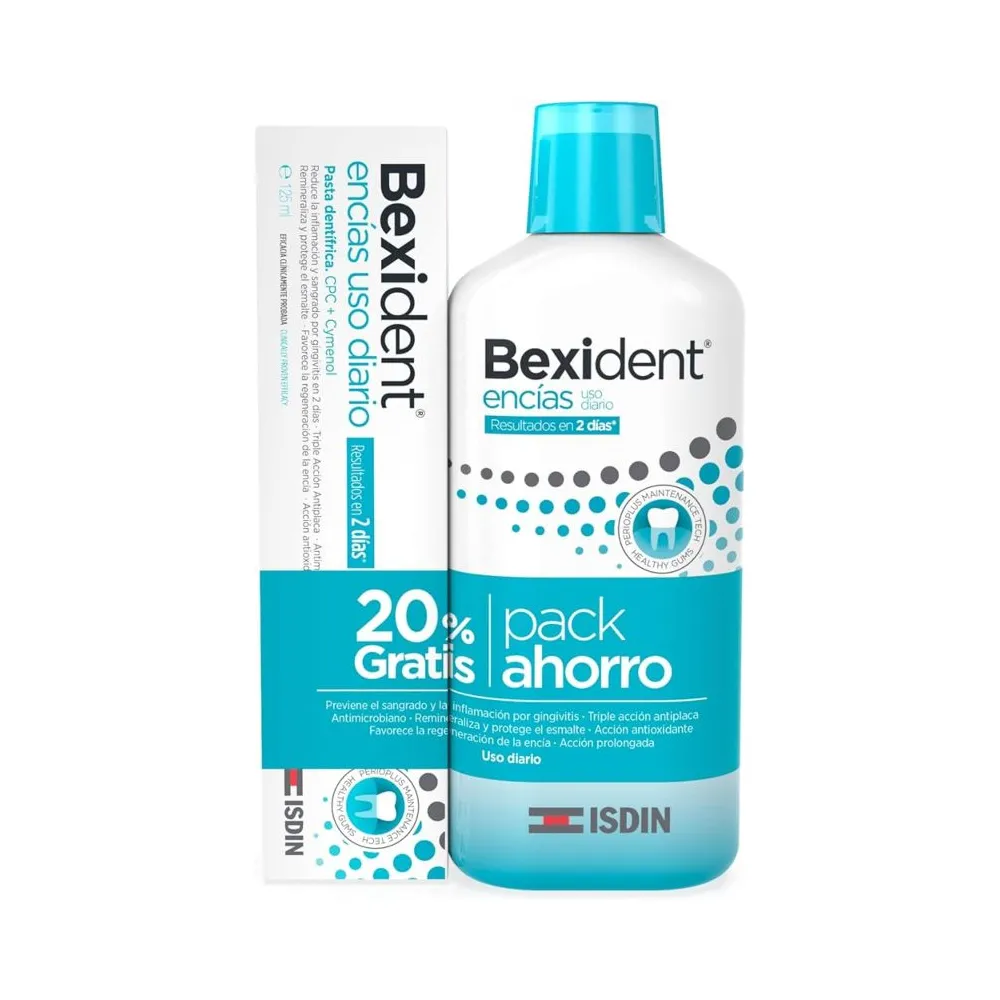 ISDIN Bexident Encias PACK Colutorio + Pasta dentífrica Duplo 500ml+125ml | Bonsanté