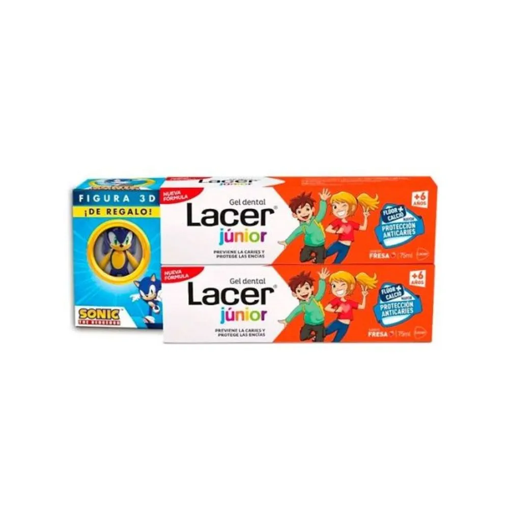 Lacer Junior DUPLO Gel Dentífrico Fresa 2x75ml *PACK REGALO* | Bonsanté