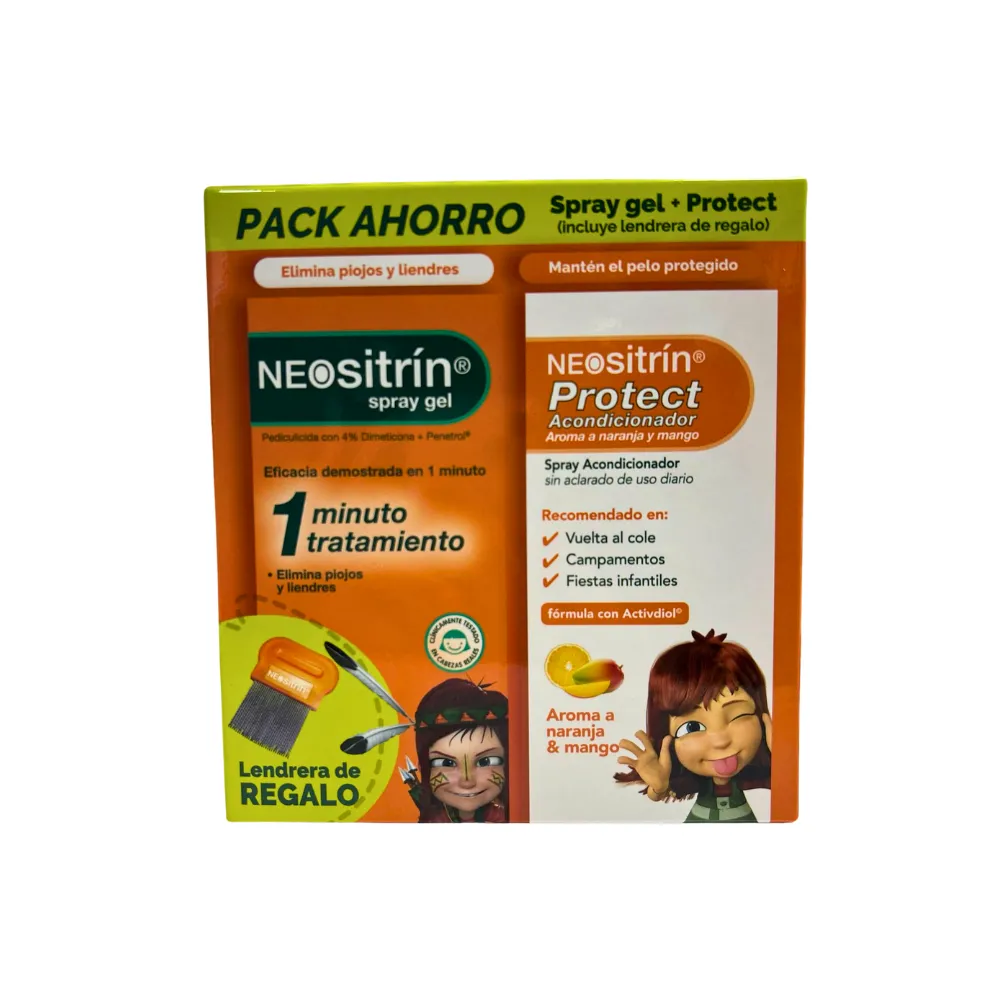 Neositrin Pack Ahorro Piojos Spray Gel 60 Ml + Protect Acondicionador 100 Ml + Lendrera REGALO | Bonsanté