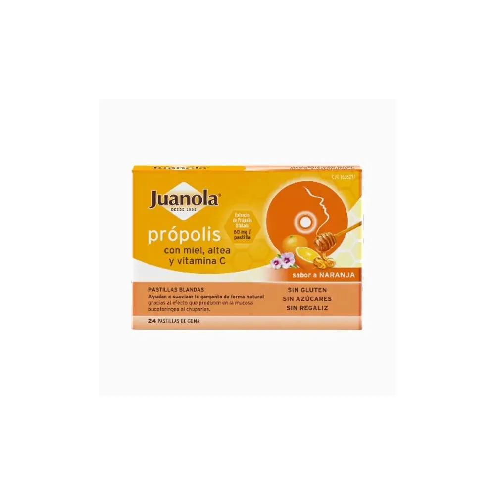 Juanola Própolis Miel, Altea y Vitamina C Sabor Naranja 24 Pastillas Blandas para Tos | Bonsanté