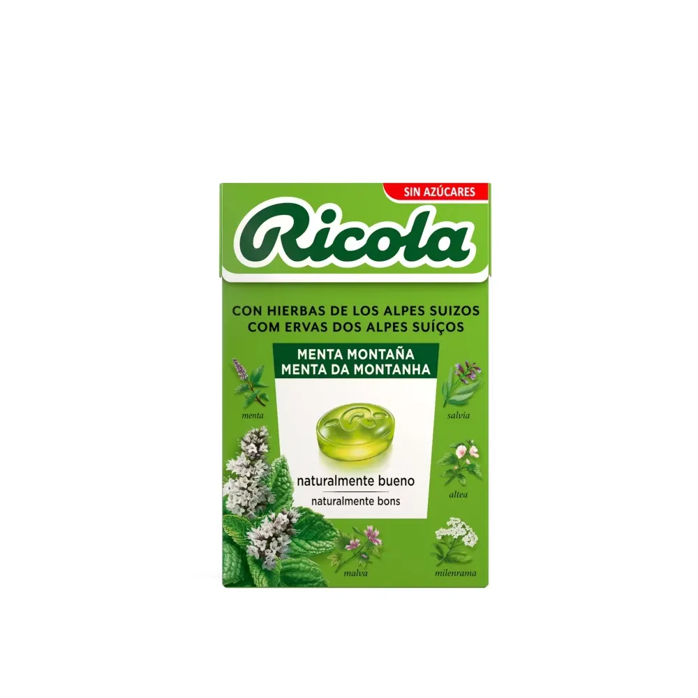 Ricola Menta Montaña Hierbas Suizas Caramelos Sin Azúcares 50 gr | Bonsanté