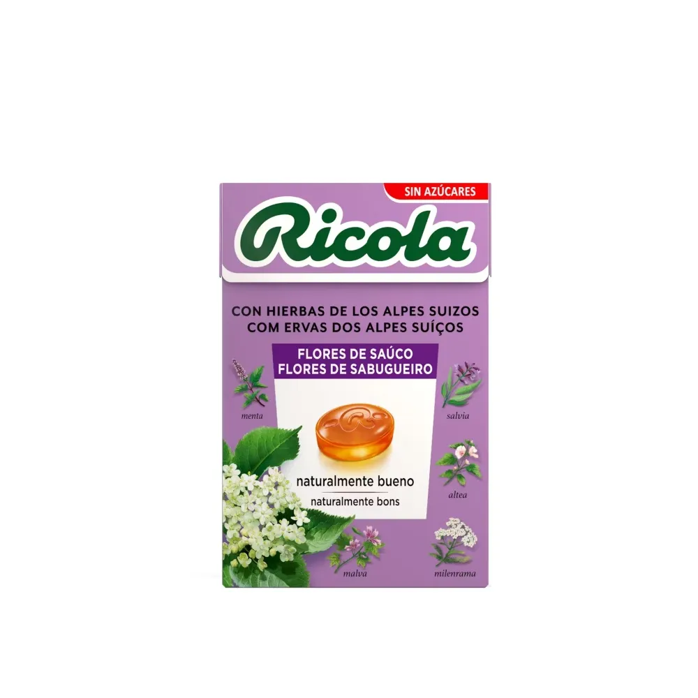 Ricola Flores de Saúco Caramelos Sin Azúcares 50 Gramos | Bonsanté