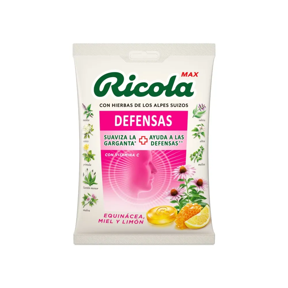 Ricola MAX Bolsa Caramelos Defensas Equinácea, Miel y Limón 70 Gr | Bonsanté