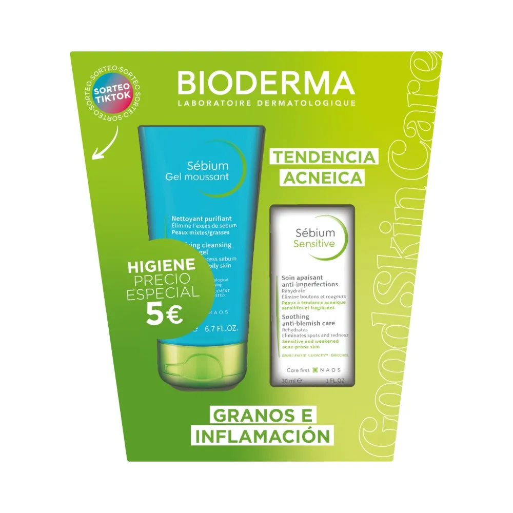 Bioderma Pack Granos e Inflamación Sebium Gel Moussant 200Ml + Sebium Sensitive 30Ml | Bonsanté