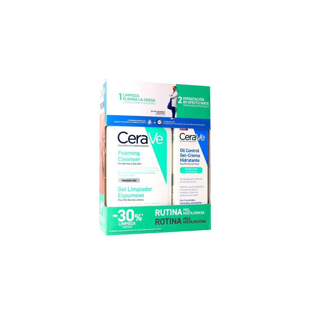 Cerave Rutina Piel Mixta Grasa PACK Limpiador Espumoso 473 ml + Oil-Control Gel-Crema Hidratante 52 Ml | Bonsanté