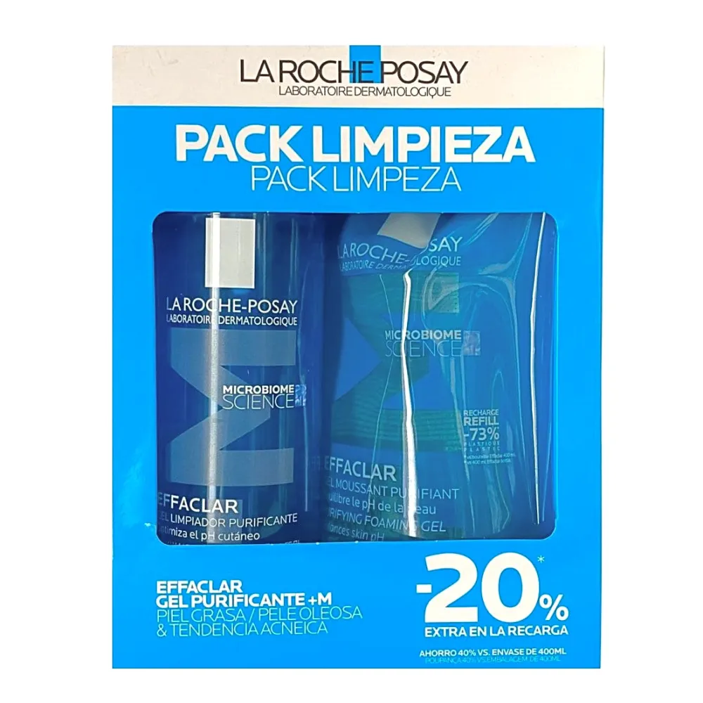 La Roche Posay Effaclar PACK LIMPIEZA Gel Limpiador Purificante 400 Ml + Eco Recarga 400 Ml | Bonsanté